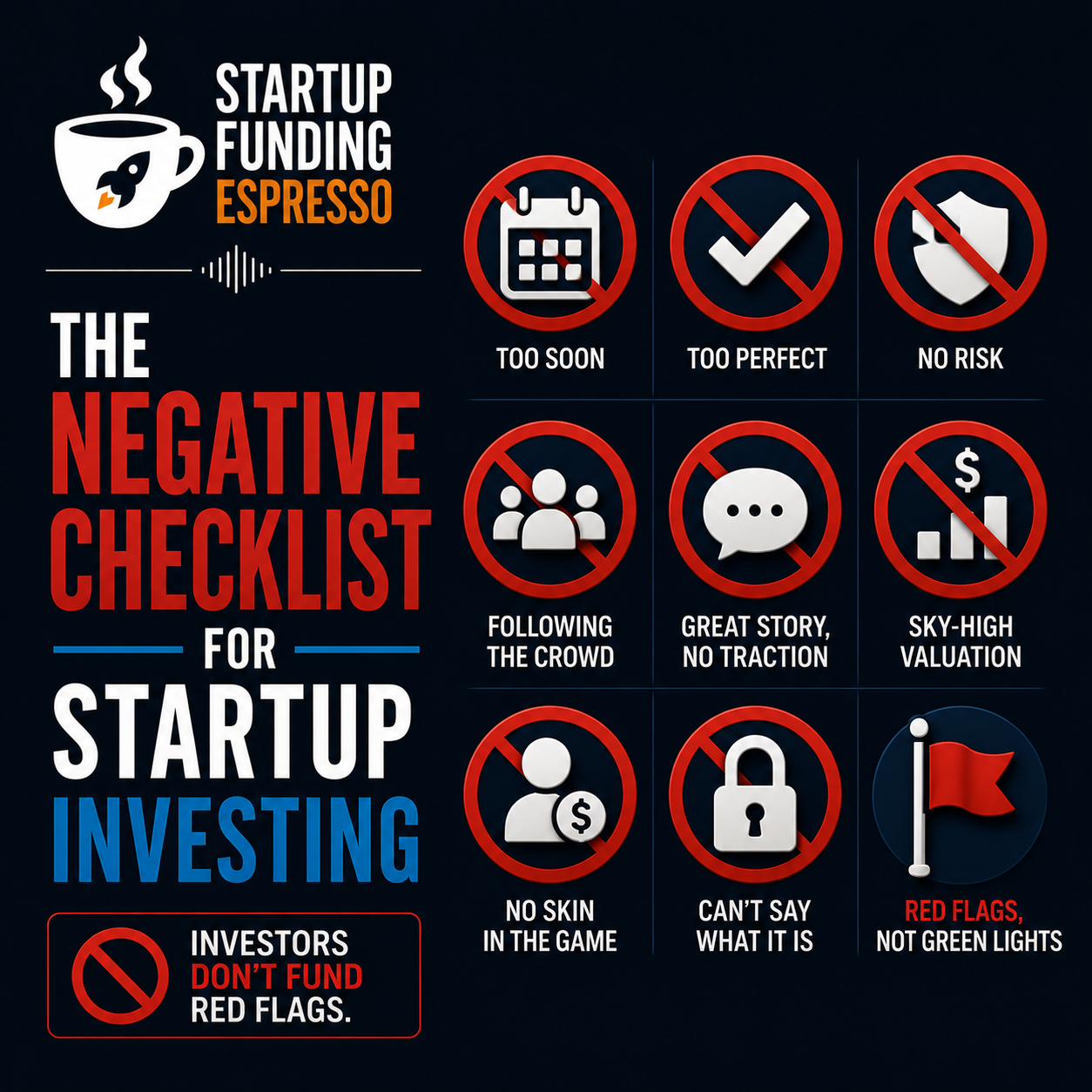 Startup Funding Espresso – The Negative Checklist for Startup Investing